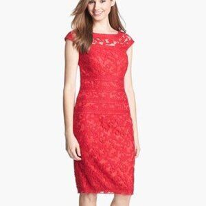 Tadashi Shoji Embroidered Lace Sheath Dress Size 8